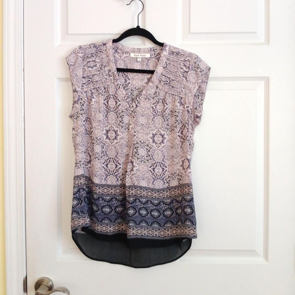 Black Rainn bohemian medallion print high-low blouse Small